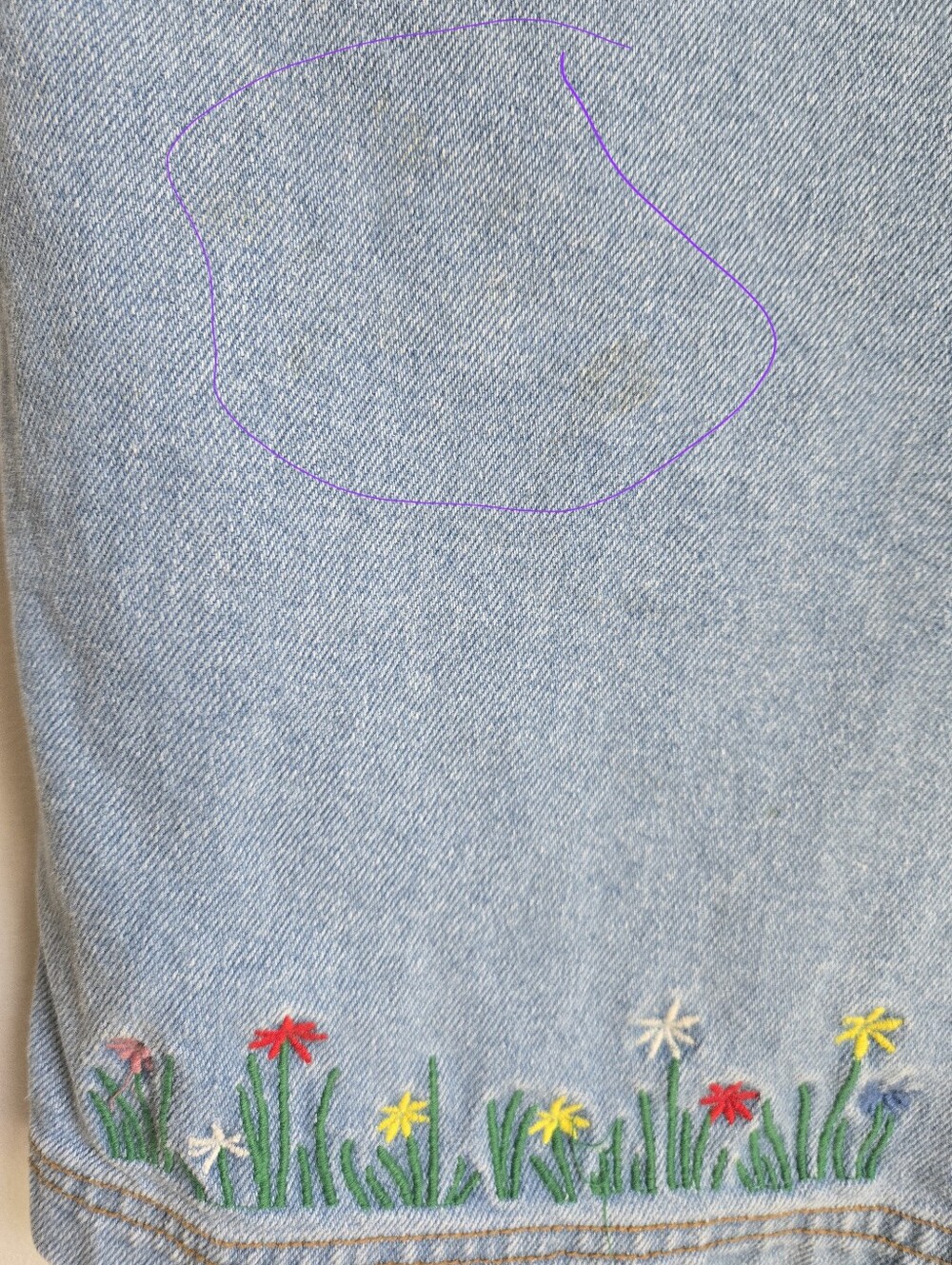Vintage Denim Embroidered Flower Women’s Shorts - Light Blue - Picture 3 of 11